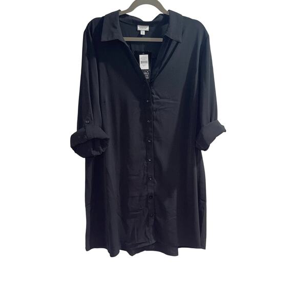 Avenue Black Aspen Plain Shirt Button Down Tunic NWT 20W - Picture 2 of 7